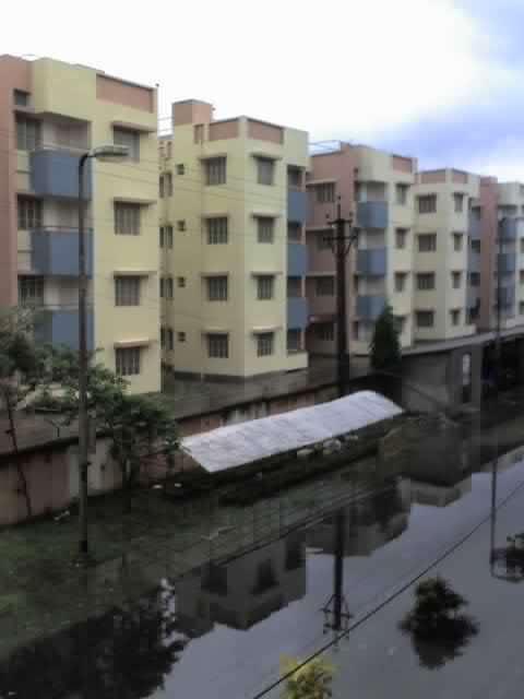 road floodded by rain